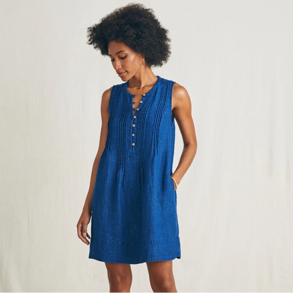 Faherty Isha Basketweave Dress XS
